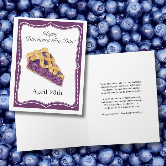Happy National Blueberry Pie Day 28 april Kaart