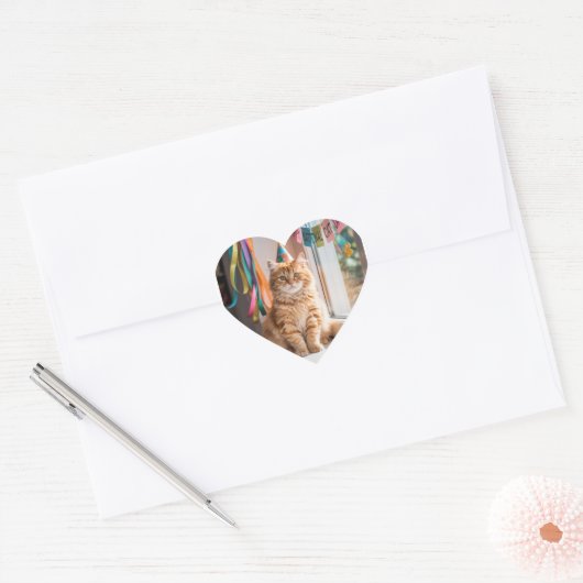 Happy National Cat Day Celebration! Hart Sticker (Envelop)