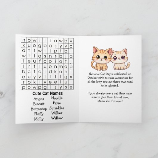 Happy National Cat Day | October 29th Kaart (Binnen)