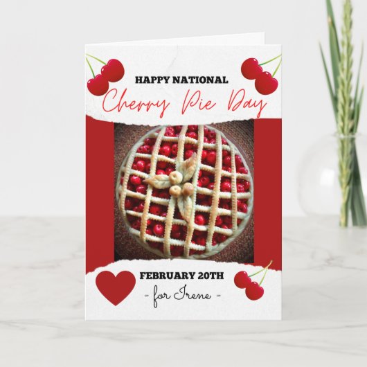 Happy National Cherry Pie Day 20 februari Kaart (Voorkant)