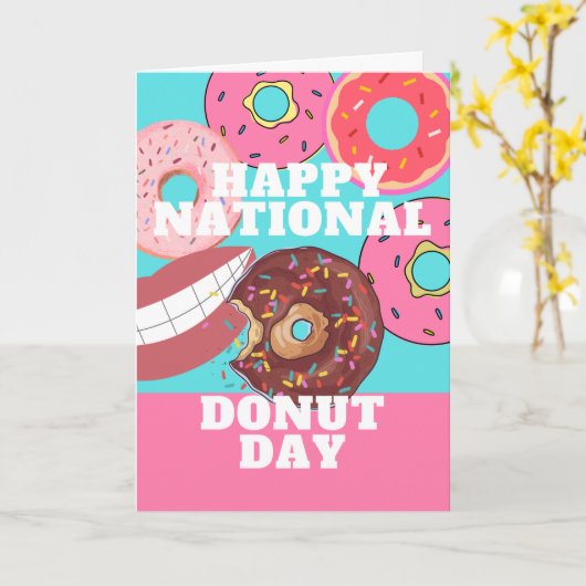 Happy National Donut Day in juni Kaart (Gele Bloem)