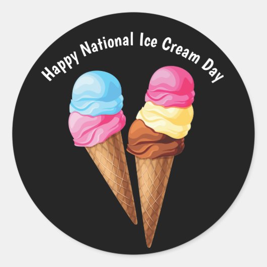 Happy National Ice Cream Day Ronde Sticker (Voorkant)