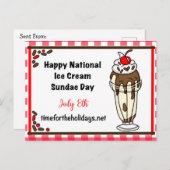 Happy National Ice Cream Sundae Day, 8 juli Briefkaart (Voorkant / Achterkant)