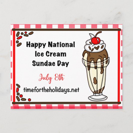 Happy National Ice Cream Sundae Day, 8 juli Briefkaart (Voorkant)