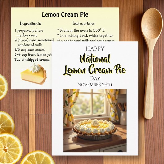 Happy National Lemon Cream Pie | Nov 29th Briefkaart