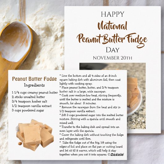 Happy National Peanut Butter Fudge Day | Nov 20th Briefkaart