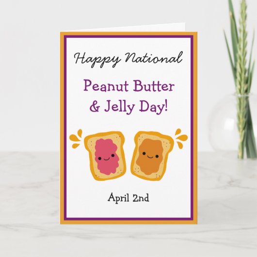 Happy National Peanut Butter & Jelly Day Schattige Kaart (Voorkant)