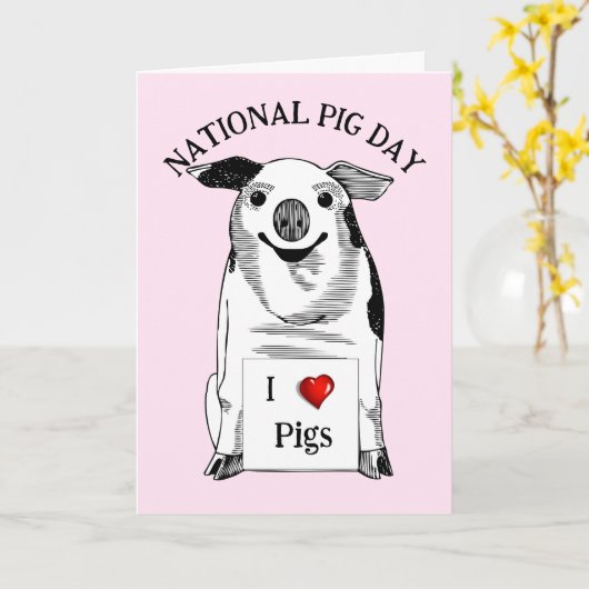 Happy National Pig Day Kaart (Gele Bloem)