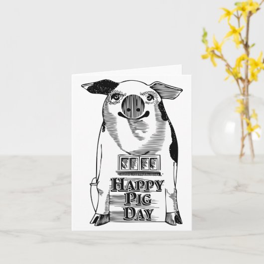 Happy National Pig Day Kaart (Gele Bloem)