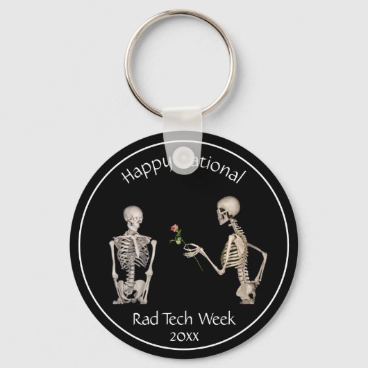 Happy National Rad Tech Week en Skeletons Keychai Sleutelhanger (Voorkant)