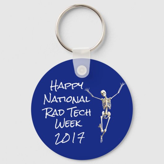 "Happy National Rad Tech Week" met Skeleton Sleutelhanger (Voorkant)