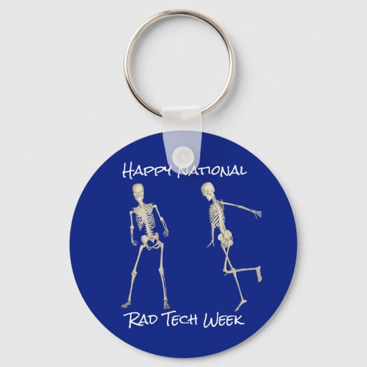 "Happy National Rad Tech Week" met skeletten Sleutelhanger (Voorkant)