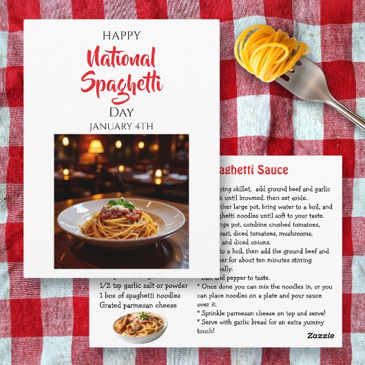 Happy National Spaghetti Day | January 4th Briefkaart