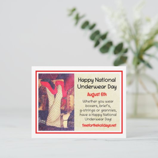 Happy National Underwear Day op 6 augustus Briefkaart (Staand voorkant)