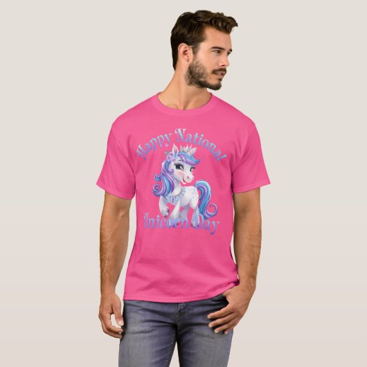 Happy National Unicorn Day Meisjes Kinder Vrouwen  T-shirt (Voorkant volledig)