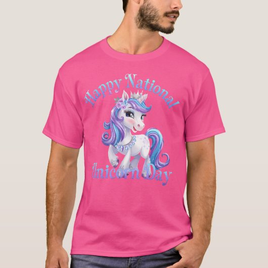 Happy National Unicorn Day Meisjes Kinder Vrouwen  T-shirt (Voorkant)