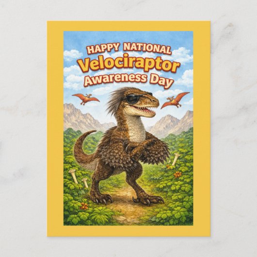 Happy National Velociraptor Awareness Day – Funny  Briefkaart (Voorkant)