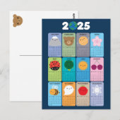 Happy Natuur Kawaii 2025 Kalender Briefkaart (Voorkant / Achterkant)