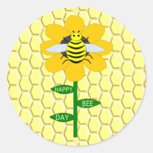 Happy Nee Day Birthday Bumblebee Ronde Sticker