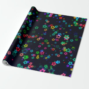Happy Neon Star Cadeaupapier