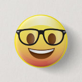 Happy Nerd Glasses Emoji Face Pin Ronde Button 3,2 Cm (Voorkant)
