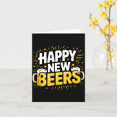Happy New Beers New Year Nye Party Funny New Years Kaart (Gele Bloem)