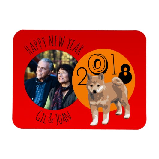 Happy New Dog Year 2018 lijst Photo Magnet Magneet (Horizontaal)