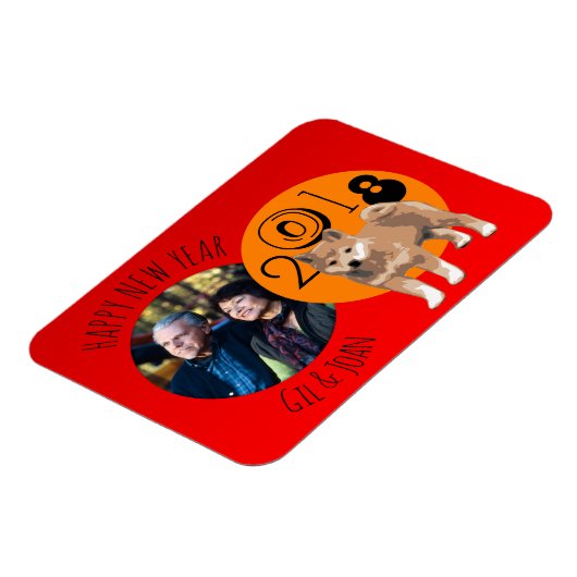 Happy New Dog Year 2018 lijst Photo Magnet Magneet (Linkerzijde)