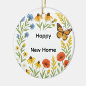 Happy New Home Floral  Keramisch Ornament (Links)