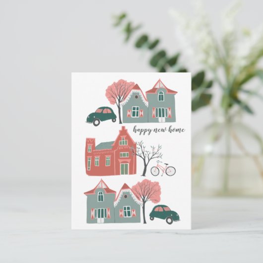 Happy New Home Gefeliciteerd Housewarming Schattig Briefkaart (Staand voorkant)