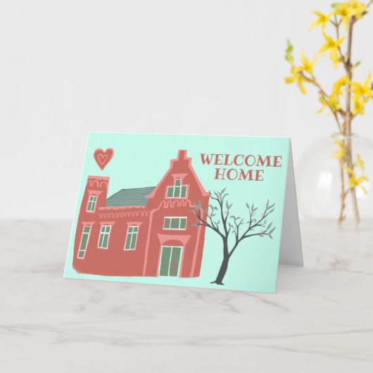 Happy New Home geïllustreerd CUSTOM Kaart (Gele Bloem)