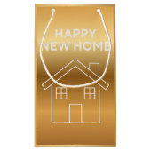 Happy New Home - Gold Gradient background  Klein Cadeauzakje (Achterkant)