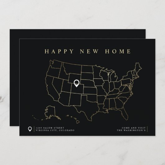 Happy New Home Moving  Aankondiging (Voorkant / Achterkant)