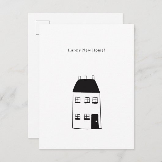 Happy New Home Quote House Illustration Card Briefkaart (Voorkant / Achterkant)