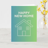 Happy New Home with Green Gradient Background Kaart (Gele Bloem)