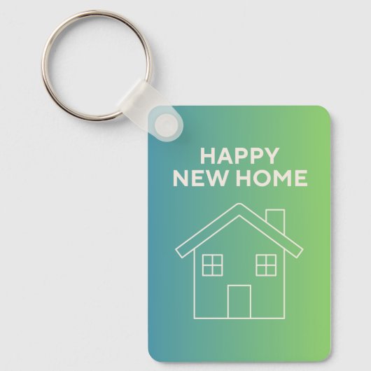 Happy New Home with Green Gradient Background Sleutelhanger (Voorkant)