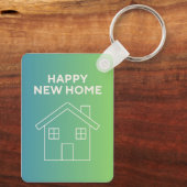 Happy New Home with Green Gradient Background Sleutelhanger (Achterkant)