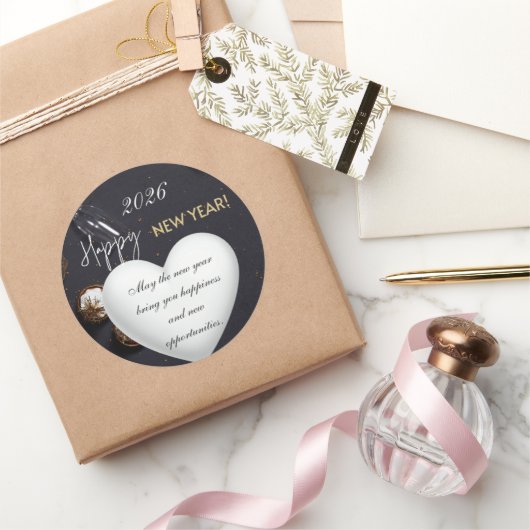 Happy New Year2026 Ronde Sticker (Geschenken)