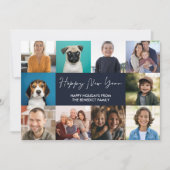 HAPPY NEW YEAR 10 FOTO'S BLAUW FEESTDAGENKAART (Voorkant)