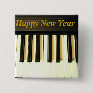 Happy New Year 2009_ Button_by Elenne Vierkante Button 5,1 Cm