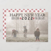 Happy New Year 2015 red snowflake foto Feestdagenkaart (Voorkant / Achterkant)