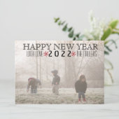 Happy New Year 2015 red snowflake foto Feestdagenkaart (Staand voorkant)