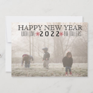 Happy New Year 2015 red snowflake foto Feestdagenkaart