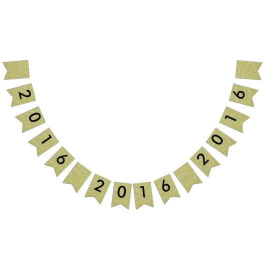 Happy New Year 2016 Black Gold Glitter Party Vlaggetjes (Alle)