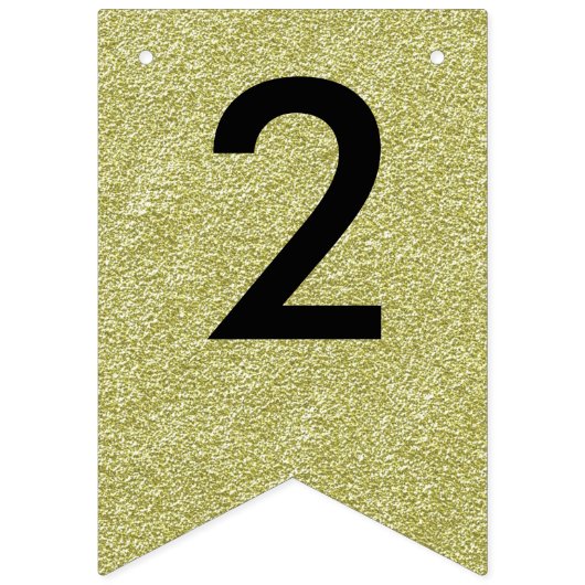 Happy New Year 2016 Black Gold Glitter Party Vlaggetjes (Tweede vlag)