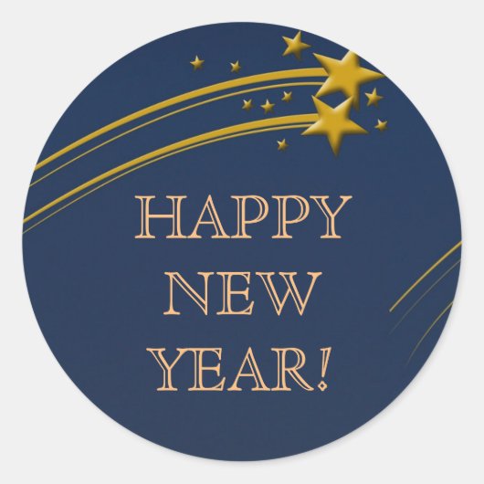 Happy New Year 2016 Gold Blue Wish Stickers (Voorkant)