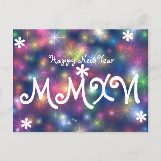 Happy New Year 2016 Stars Light Roman Numeral Feestdagenkaart (Voorkant)