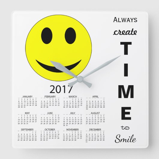 Happy New Year 2017 Inspirerend agenda Vierkante Klok (Voorkant)