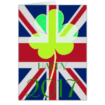 Happy New Year 2017 Irish Shamrock UK Flag Funny
