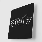 Happy New Year 2017, Numbers Black White Clock Vierkante Klok (Hoek)